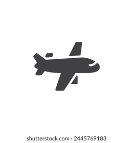 Airplane vector icon. filled flat sign for mobile concept and web design. Plane, aircraft glyph icon. Air travel symbol, logo illustration. Vector graphics