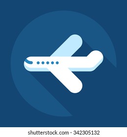 Airplane vector icon flat long shadow illustration