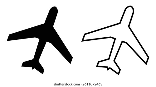  Airplane vector icon. Ideal for travel apps, flight booking sites, and aviation themes. Simple, modern, and versatile design. Vector, icons, symbols, flight.
