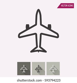 Airplane vector icon. Illustration isolated for graphic and web design.
