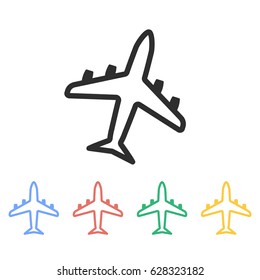 Airplane vector icon. Illustration isolated on white background for graphic and web design.