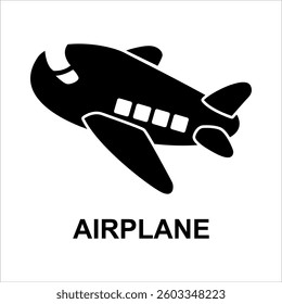 Airplane vector icon illustration. Travel Tourism vector icon, Trip Planning World Tour. Holiday Vacation, Travel and Transport concept.plane vector silhouette isolated on white background.
