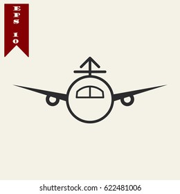 Airplane vector icon with minimalistic line design
