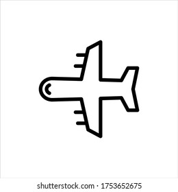 Airplane vector icon on white background