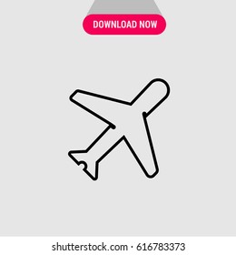Airplane Vector Icon, The outlined symbol of aircraft. Simple, modern flat vector illustration for mobile app, website or desktop app   