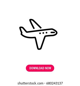 Airplane vector icon, The outlined symbol of aircraft. Simple, modern flat vector illustration for mobile app, website or desktop app 