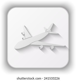 airplane vector icon - paper button 