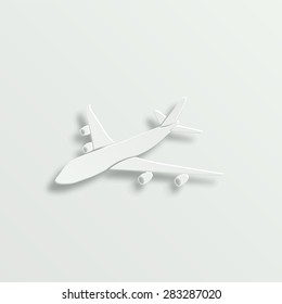 Airplane vector icon - paper illustration