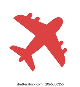 Airplane vector icon. Red symbol