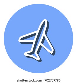 Airplane vector icon with shadow. Illustration isolated for graphic and web design.
