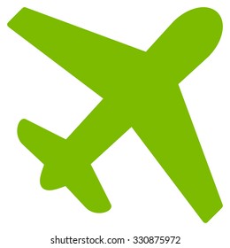 Airplane vector icon. Style is flat eco green symbol, rounded angles, white background.