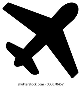 Airplane vector icon. Style is flat black symbol, rounded angles, white background.