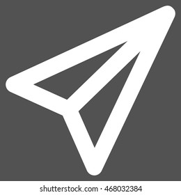 Airplane vector icon. Style is outline flat icon symbol, white color, gray background.