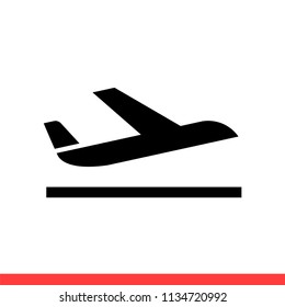 Airplane vector icon, up symbol. Simple, flat design for web or mobile app