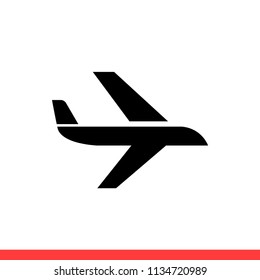 Airplane vector icon, travel symbol. Simple, flat design for web or mobile app