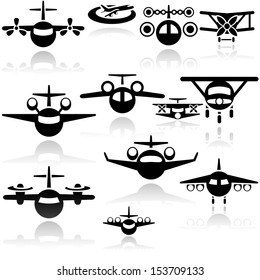 airplane vector icons set. EPS 10