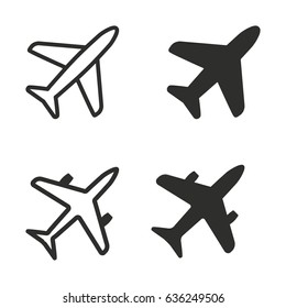 Airplane vector icons set. Illustration isolated for graphic and web design.