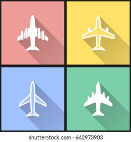 Airplane vector icons set. Illustration isolated for graphic and web design.