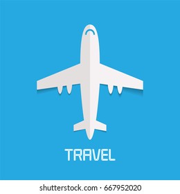 Airplane Vector Illustration, Clipart. Concept Design For Travel Agency Logo, Air Tickets Selling, Traveling By Place