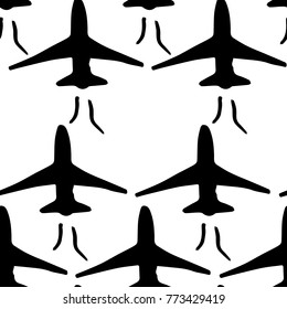 Airplane vector illustration. Doodle style. Design, print, decor, textile, paper