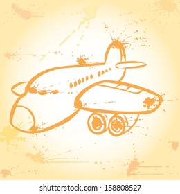 Airplane vector illustration. Grunge graffiti style