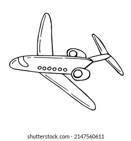 Ilustración vectorial del avión, doodle de dibujo manual