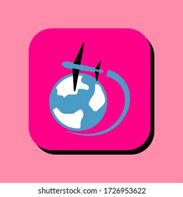 Airplane vector illustration icon. Airplane icon in two-dimensional shape. The concept of air transportation and commercial flight by using an airplane modern icon.