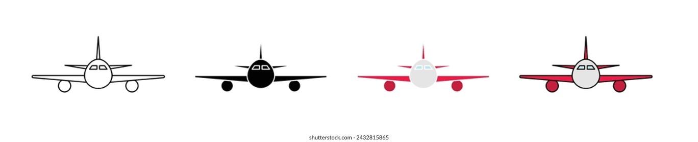 Airplane Vector Illustration Set. Skyward Journey Sign suitable for apps and websites UI design style.