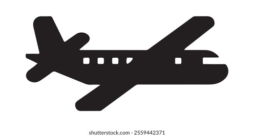 Airplane vector illustration silhouette. Pane icon, Sign, symbol on white background.