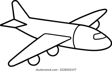 Imagen de arte de línea de Vector de avión con fondo blanco