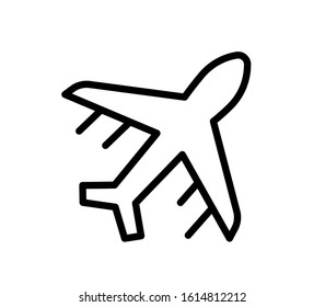 Airplane vector line icon. It contains symbols to aircraft, globe.