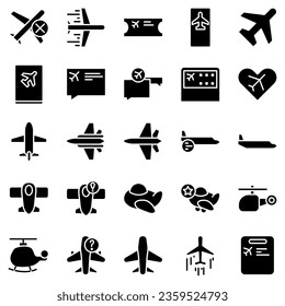 Airplane vector line icon set. It contains symbols for planes, worlds and more