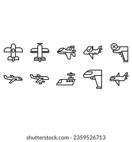 Airplane vector line icon set. It contains symbols for planes, worlds and more