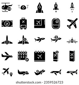 Airplane vector line icon set. It contains symbols for planes, worlds and more