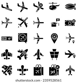 Airplane vector line icon set. It contains symbols for planes, worlds and more