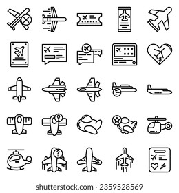 Airplane vector line icon set. It contains symbols for planes, worlds and more
