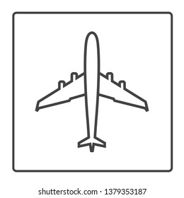 Airplane vector line icon in a square frame on a white background