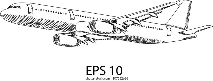 Airplane Vector Line Illustrator  EPS 10 