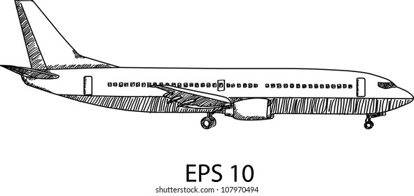 Airplane Vector Line Illustrator, EPS 10.