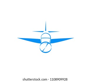 Airplane vector line stroke illustration