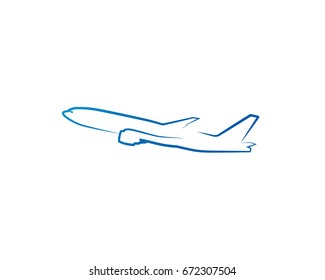 Airplane vector line stroke illustration logo
