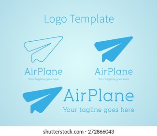 Airplane - vector logo concept. Aircraft illustration. Logo template. Minimal classic style. Airplane silhouette for transportation and travel company. Travel agency logo template. Design elements.