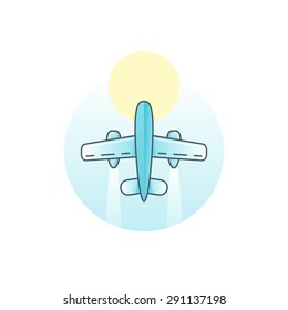 Airplane - vector logo concept illustration. Vector logo template. Aircraft logo for transportation or travel company. Travel logo. Travel line logo. Airplane flat logo. Airplane line logo. 