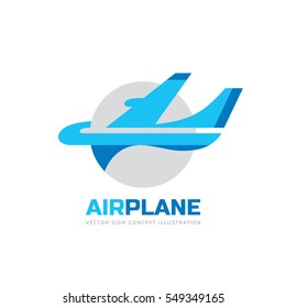 Airplane - vector logo concept illustration. Abstract aircraft silhouette sign for transportation and travel company. 