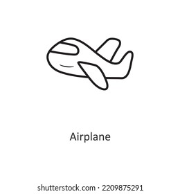 Icono de diseño del contorno del vector del avión. Símbolo de viaje sobre archivo EPS 10 de fondo blanco