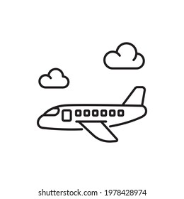 airplane vector outline icon style illustration. EPS 10 file