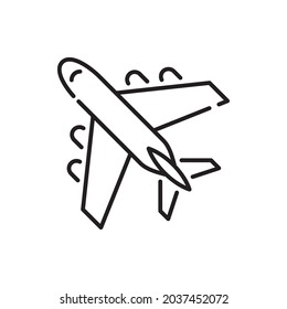 Airplane vector outline icon style illustration. Eps 10 file