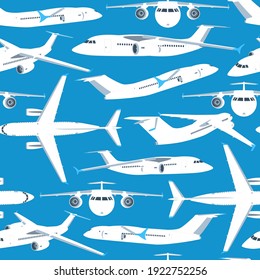 Airplane vector seamless pattern. Background for wallpaper, wrapping, packing, and backdrop.