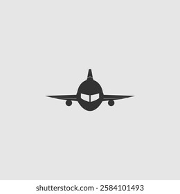 Airplane vector. Airplane silhouette front view. Editable airline logo