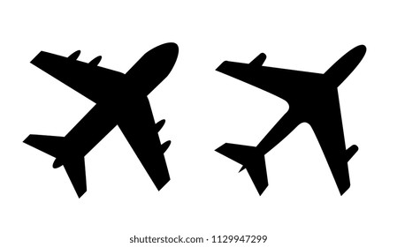 Airplane vector silhouette icon isolated on white background